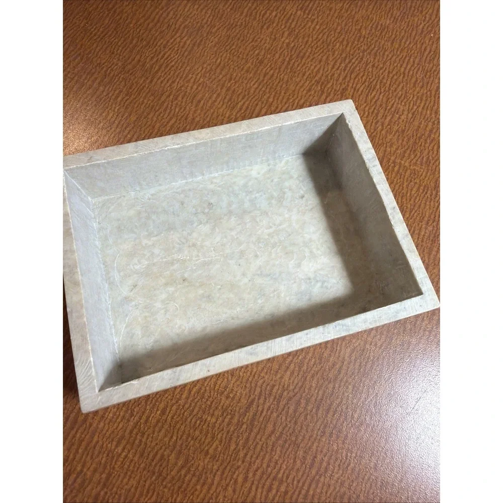 Floral Soapstone Jewelry Box Made In India No Damage Nice Colors